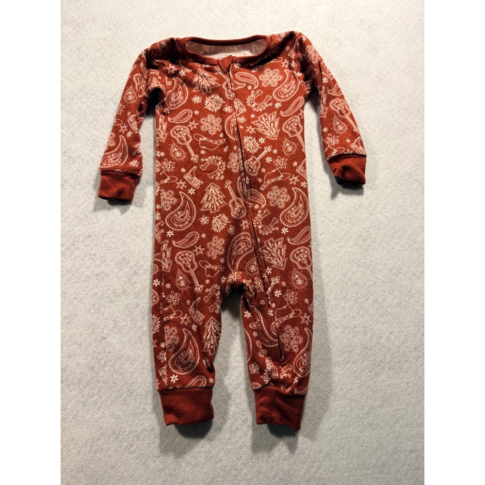 Modern Moments by Gerber 12M Western Paisley Zipper Sleeper Rust Orange Kids